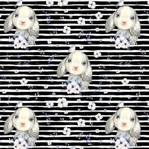 4" Lilac Bunny - Black and White Stripes