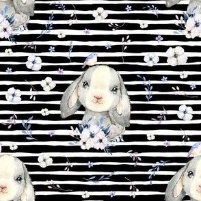 8" Lilac Bunny - Black and White Stripes