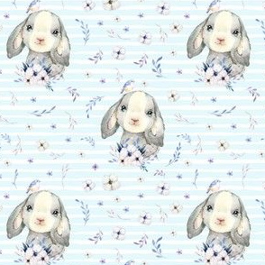 4" Lilac Bunny - Blue Stripes