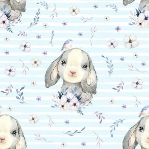 8" Lilac Bunny - Blue Stripes