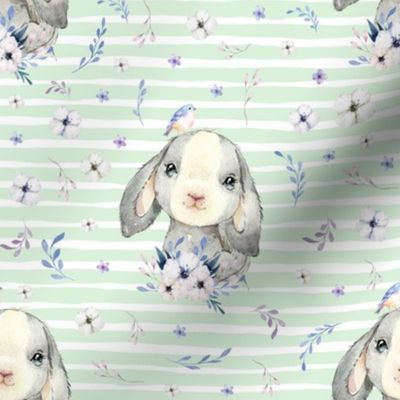 8" Lilac Bunny - Minty Stripes