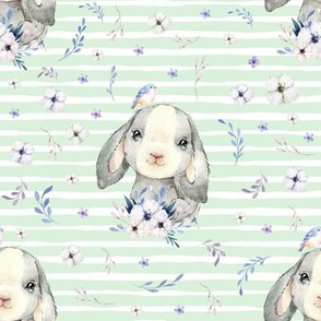 8" Lilac Bunny - Minty Stripes