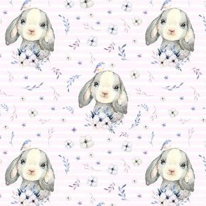 4" Lilac Bunny - Pink Stripes