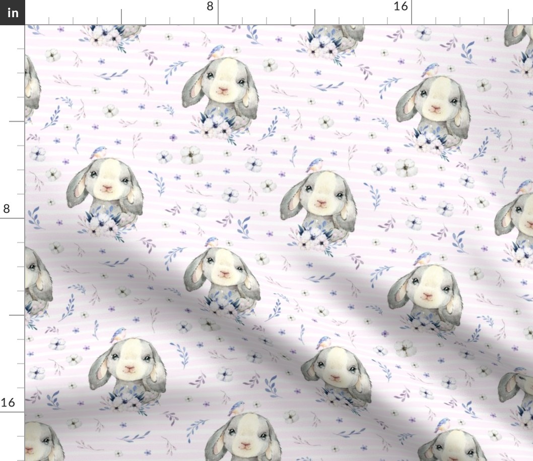 8" Lilac Bunny - Pink Stripes