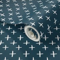 Navy Brushed Cross Pattern