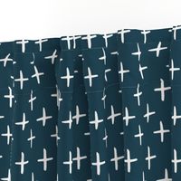 Navy Brushed Cross Pattern