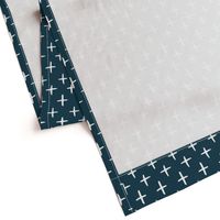 Navy Brushed Cross Pattern