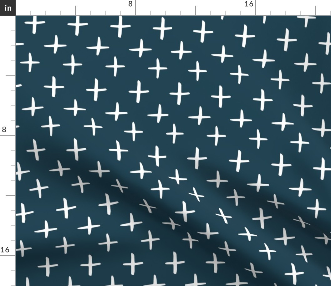 Navy Brushed Cross Pattern