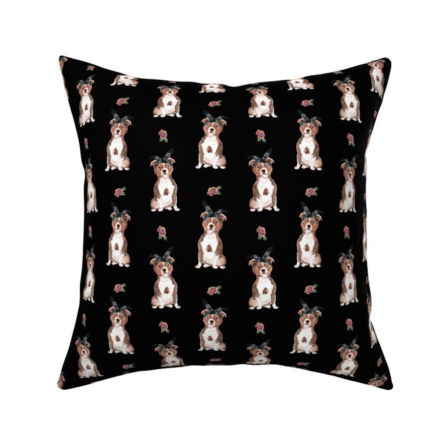 4" Pit Life - Red Pitbull - Black Floral