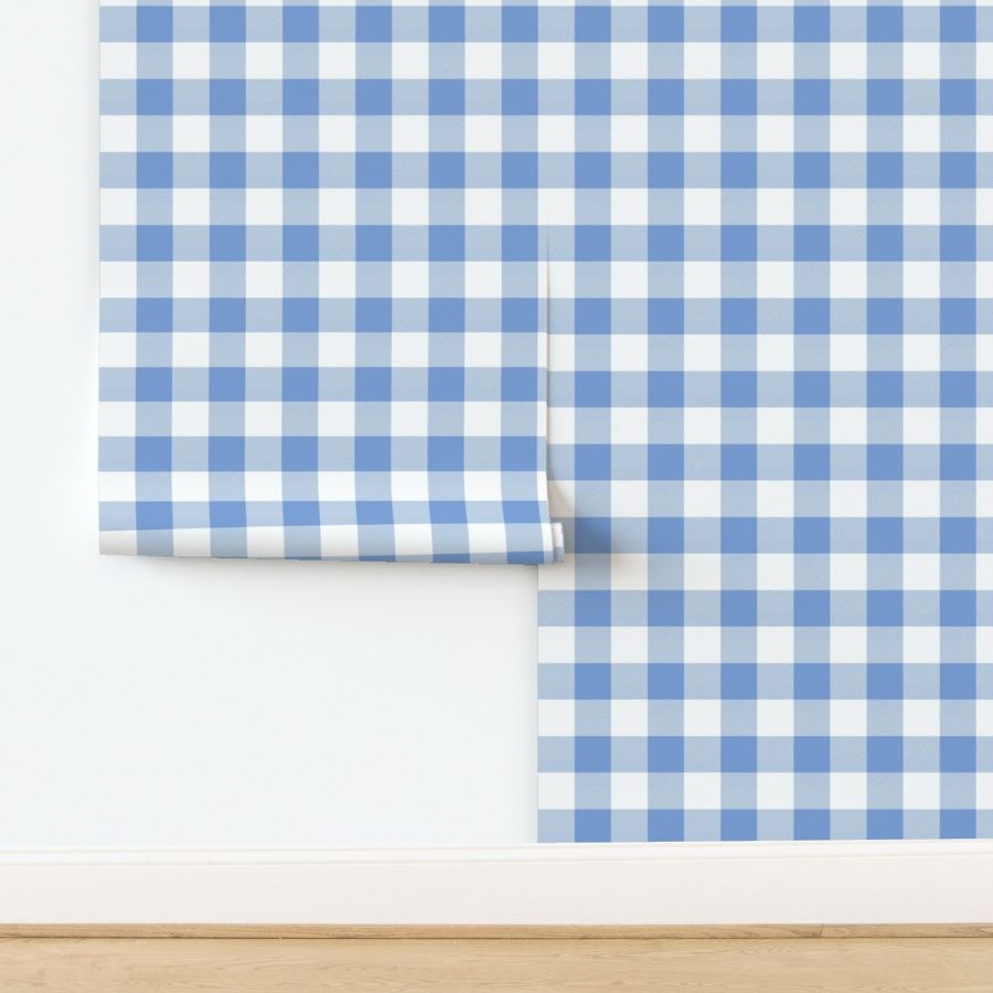 buffalo plaid cornflower blue and white 2"