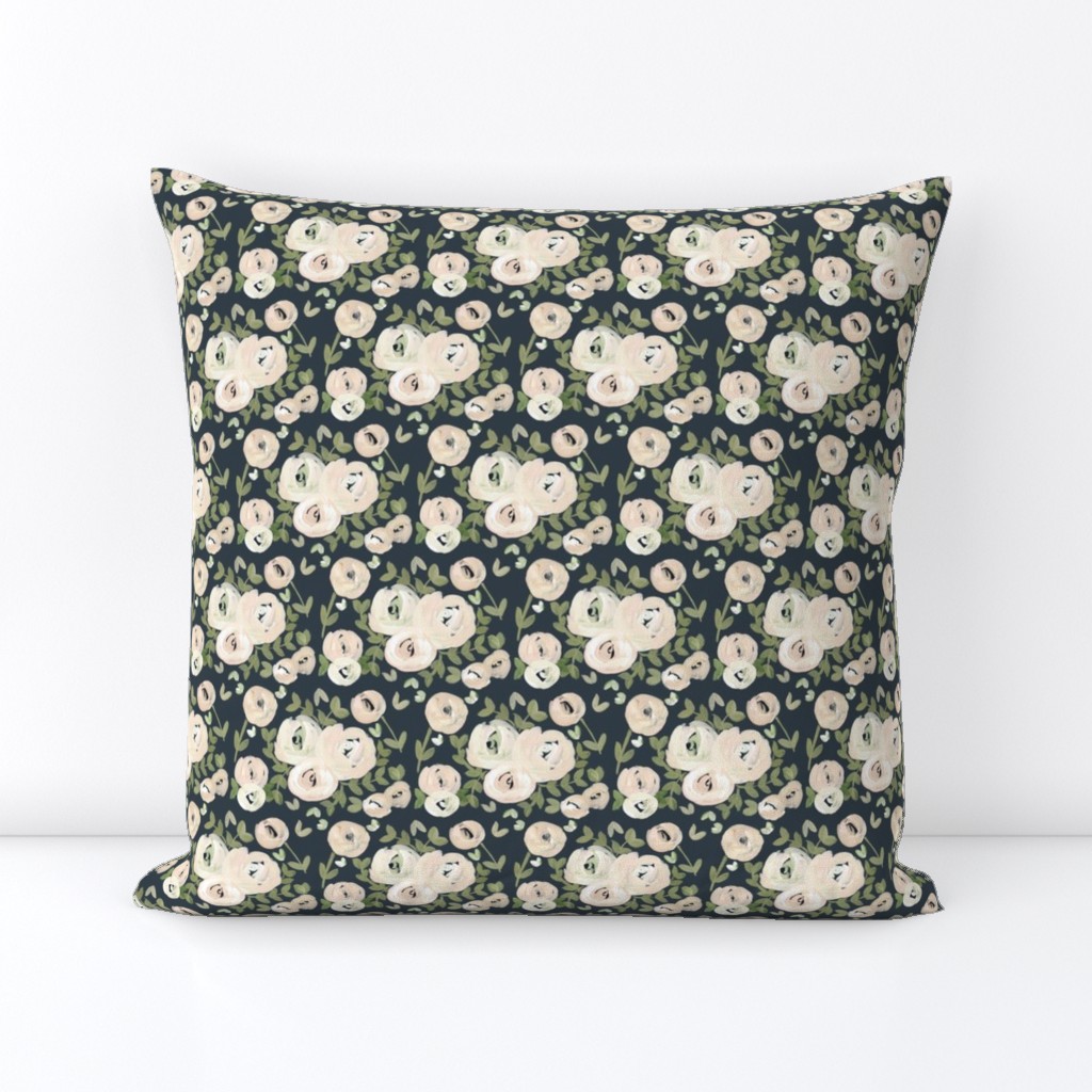 Nude Navy Moody Blush Modern Acrylic Floral 