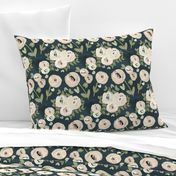 Modern Navy Blush Pink Moody Floral Nude