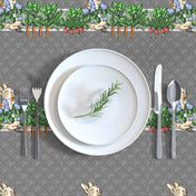 Peter Rabbit Border Print with Muted Red Radishes