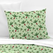 Radish Toss Light Green Gingham - Muted Reds