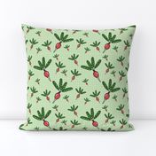 Radish Toss Light Green Gingham - Muted Reds