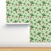 Radish Toss Light Green Gingham - Muted Reds