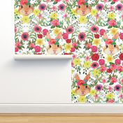 Floral Bunny Rabbit Nursery // Watercolor rabbits // Watercolor flowers