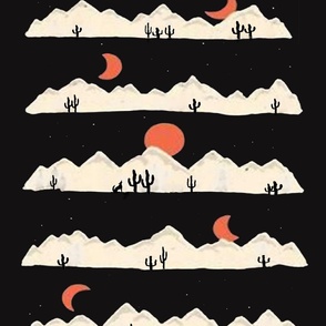 Desert - Cactus Blood Moon in Arizona