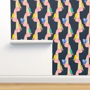 Budgies on fingers fabric grey