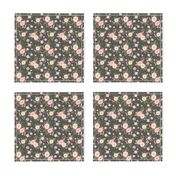 Pet Quilt D - floral coordinate - charcoal