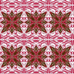 Cerise and Black Starry Border Tiles on White