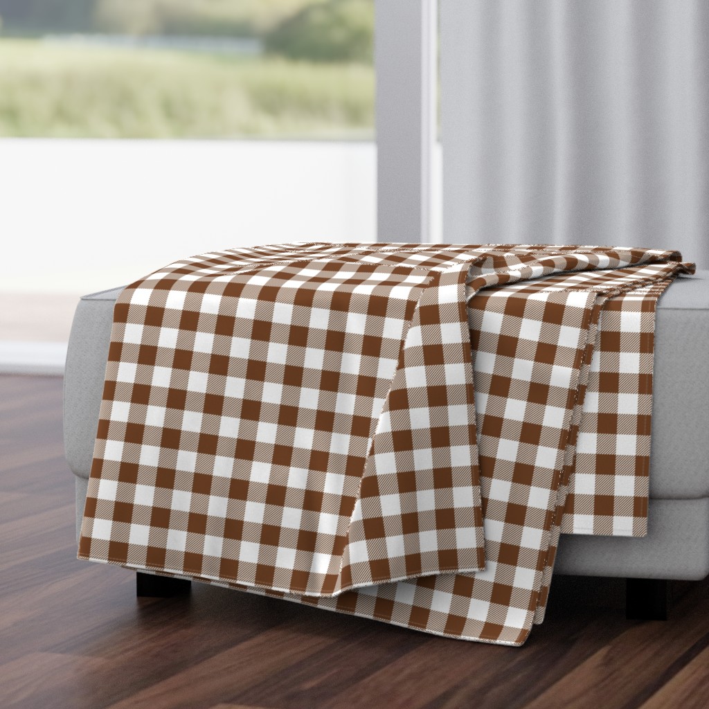 buffalo plaid chocolate brown and white 1"