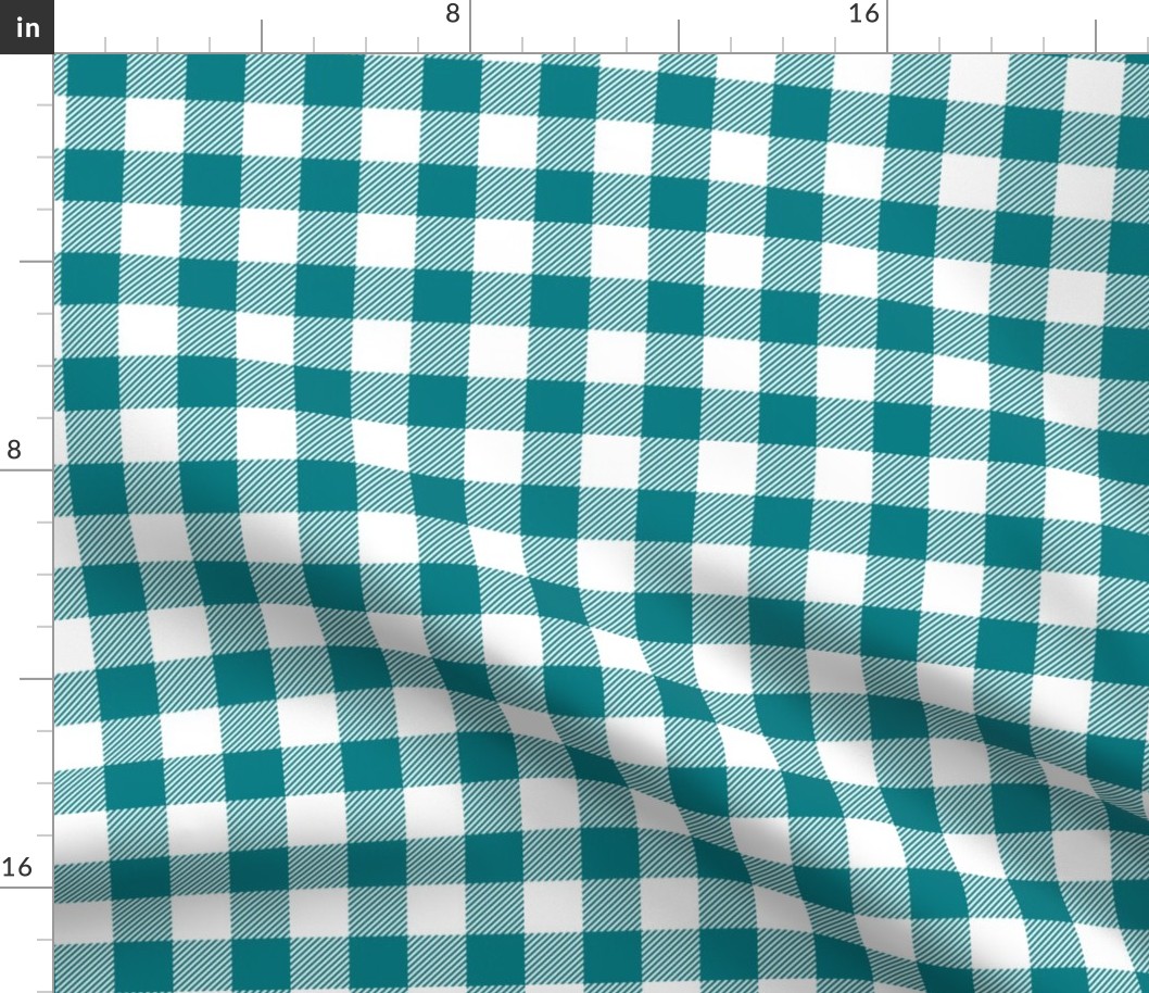 buffalo plaid dark teal and white 1"