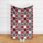 Boston Terrier cheater quilt - Pet Quilt A - patchwork, cheater quilt, dog blanket, baby blanket, crib blanket, red