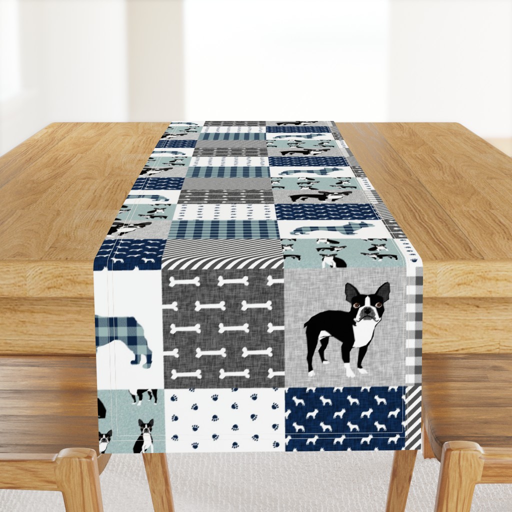 Boston Terrier cheater quilt - Pet Quilt B - patchwork, cheater quilt, dog blanket, baby blanket, crib blanket, blue