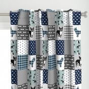 Boston Terrier cheater quilt - Pet Quilt B - patchwork, cheater quilt, dog blanket, baby blanket, crib blanket, blue