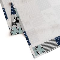 Boston Terrier cheater quilt - Pet Quilt B - patchwork, cheater quilt, dog blanket, baby blanket, crib blanket, blue