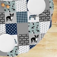 Boston Terrier cheater quilt - Pet Quilt B - patchwork, cheater quilt, dog blanket, baby blanket, crib blanket, blue