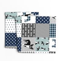 Boston Terrier cheater quilt - Pet Quilt B - patchwork, cheater quilt, dog blanket, baby blanket, crib blanket, blue