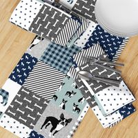 Boston Terrier cheater quilt - Pet Quilt B - patchwork, cheater quilt, dog blanket, baby blanket, crib blanket, blue