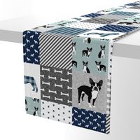 Boston Terrier cheater quilt - Pet Quilt B - patchwork, cheater quilt, dog blanket, baby blanket, crib blanket, blue