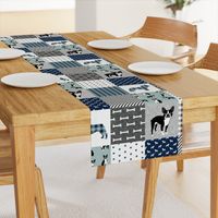 Boston Terrier cheater quilt - Pet Quilt B - patchwork, cheater quilt, dog blanket, baby blanket, crib blanket, blue