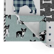 Boston Terrier cheater quilt - Pet Quilt B - patchwork, cheater quilt, dog blanket, baby blanket, crib blanket, blue