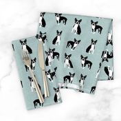 Boston terrier dog fabric - Pet Quilt B - blue