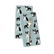 Boston terrier dog fabric - Pet Quilt B - blue