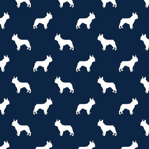 Boston terrier silhouette - Pet Quilt B - navy