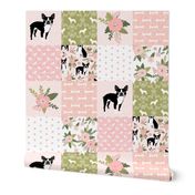 Boston Terrier Cheater Quilt - Pet Quilt D - dog quilt, wholecloth, crib blanket, nursery, baby blanket, dog blanket - peach