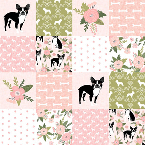 Boston Terrier Cheater Quilt - Pet Quilt D - dog quilt, wholecloth, crib blanket, nursery, baby blanket, dog blanket - peach