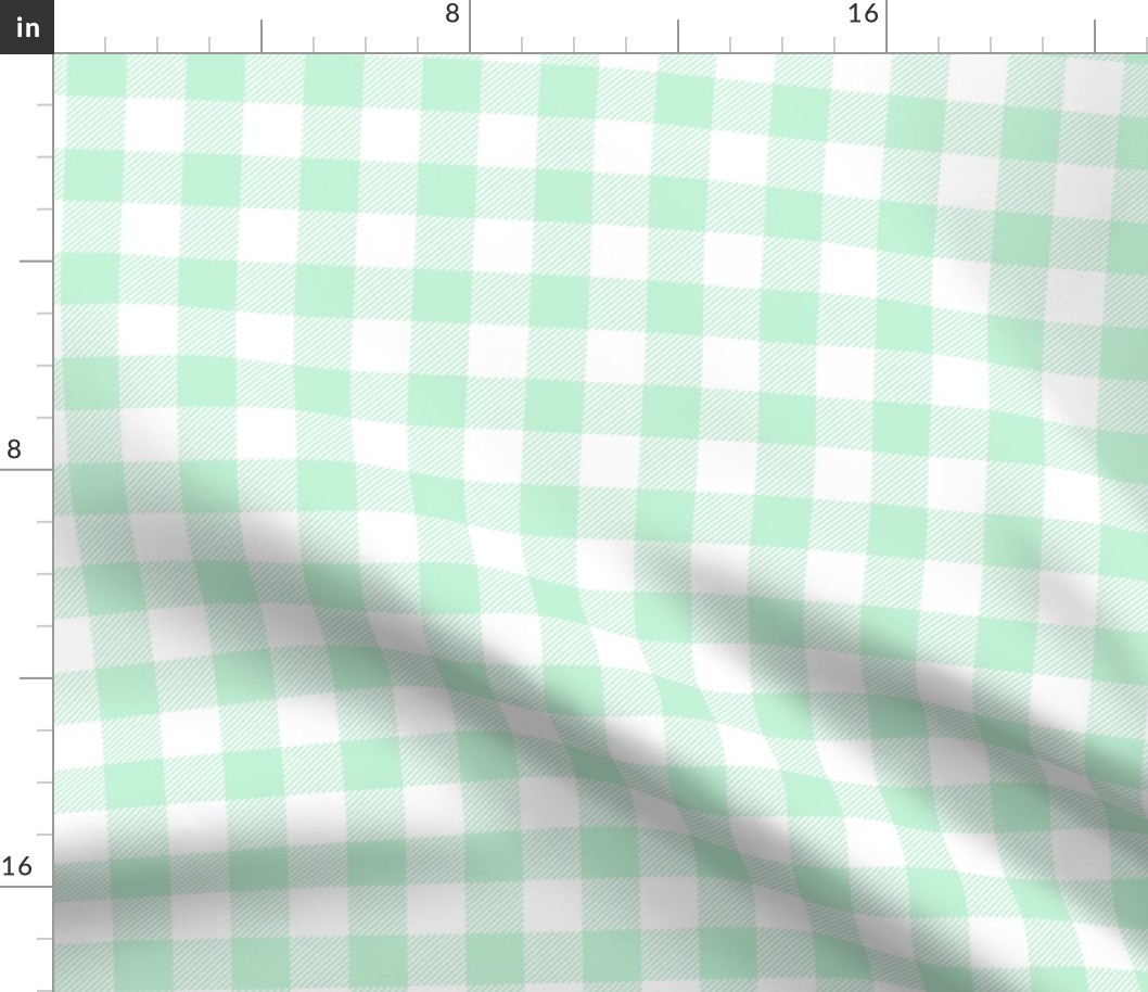 buffalo plaid ice mint green and white 1"