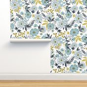 Harper Floral - Dusk Blue