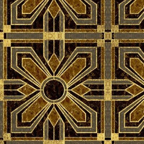 Art Deco Floral Tiles in Brown