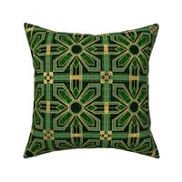 Art Deco Floral Tiles in Green