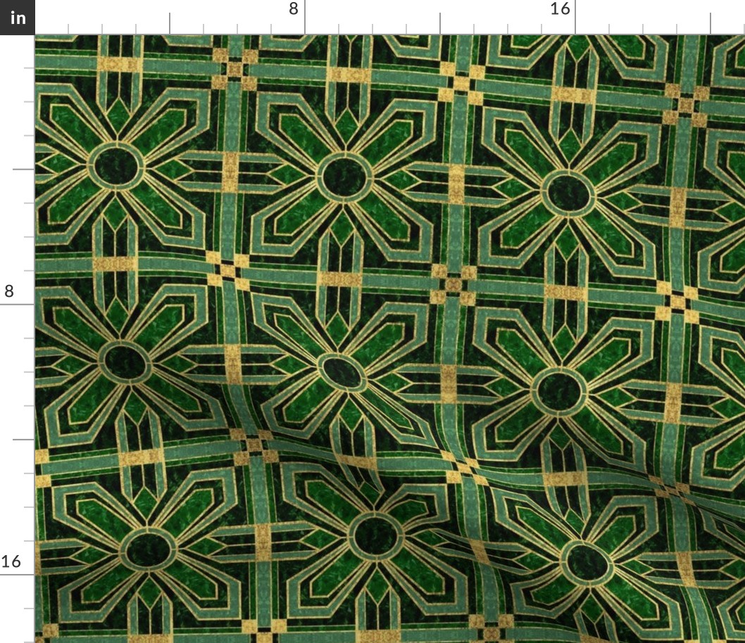 Art Deco Floral Tiles in Green