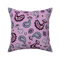 Bohemian Valentine's Day Paisley in Orchid Burgundy and Navy