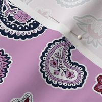 Bohemian Valentine's Day Paisley in Orchid Burgundy and Navy