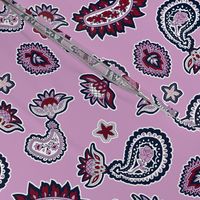 Bohemian Valentine's Day Paisley in Orchid Burgundy and Navy